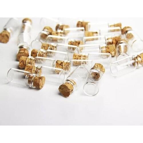 100pcs/lot 11*22mm 1ml Mini Small Tiny Clear Cork Stopper Glass Wishing Bottle Transparent Glass Jar Cork Bottle Container Decor