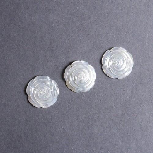 20pcs 2021fashion Natural pearl shell rose hand carved DIY brooch earrings jewelry design for women