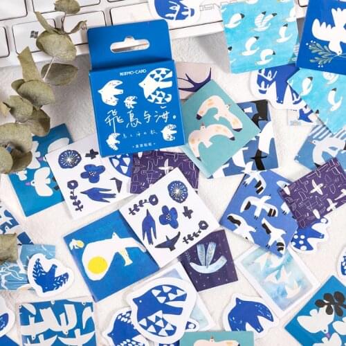 Flying Seabird Sticky Stickers Colorful Paper Decoracion Scrapbooking Office School Supplies Sticker Flakes 46PCS