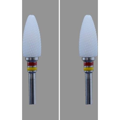 6 Pcs- White Zirconia Ceramic Dental Lab Burs - Bullet Shape -Cross cut (4801.060)
