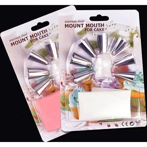 9Pcs/Set Kitchen Accessories Icing Piping Cream Pastry Bag 7 Stainless Steel Nozzle For DIY Cake Decorating gadgets Tips tools