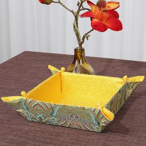 Vintage Coffee Table Ornament Home Accessories Decoration Storage Box Chinese style Silk Brocade Fruit Candy box Packaging