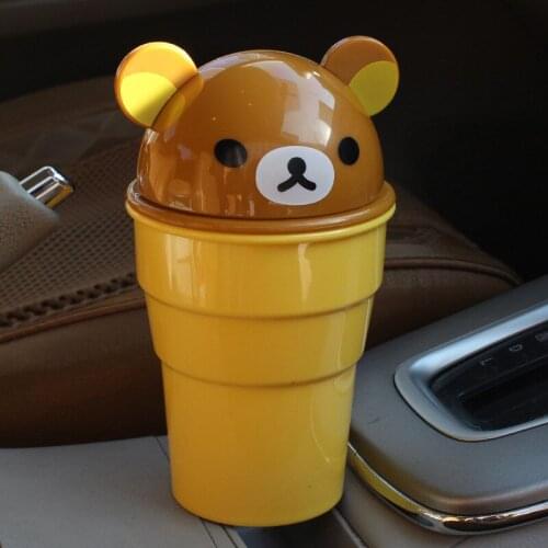 Car trash cans car office box bedroom trash cans cute little bear high quality ABS plastic material durable