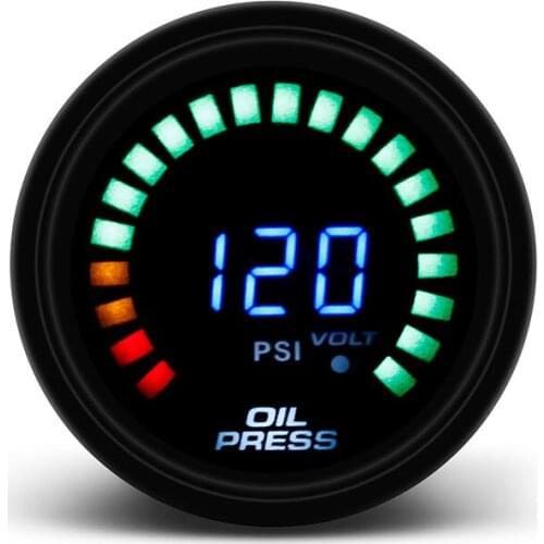 Car 2" 52mm Digital Smoked 20 LED Psi Oil Press Pressure Meter Gauge With Sensor car meter