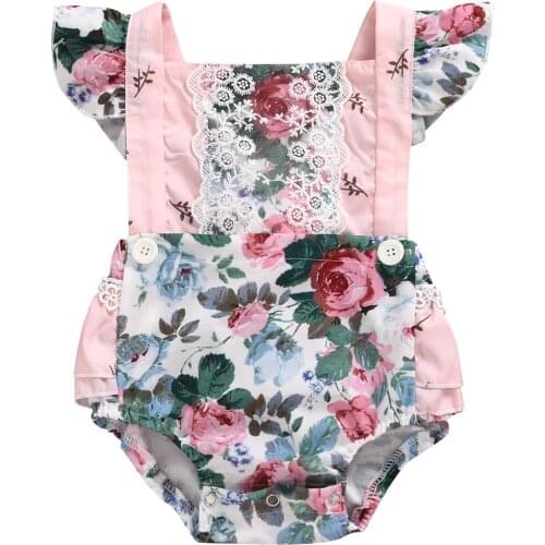 Girl Bodysuit 2020 Newborn Baby Girl Lace Summer Clothes Sleeveless Bodysuit Jumpsuit Sunsuit Outfit