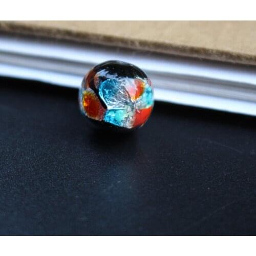 10pcs/Lot Luminous Lampwork Beads Handmade 12mm Lampwork Glass Foil Beads Blue and orange for jewelry Making