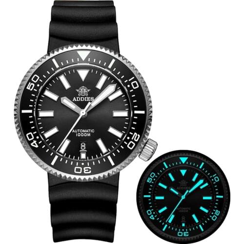 ADDIESDIVE Vintage Diving Watches 1000M Waterproof Sapphire Glass Ceramic Bezel Blue Luminous Dial NH35 Mens Automatic Movement