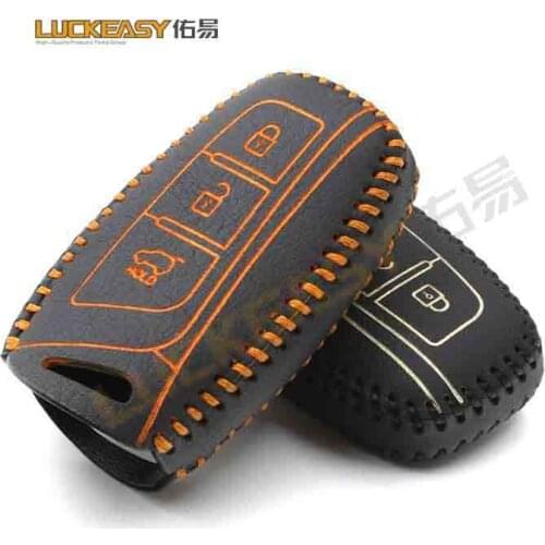 Luckeasy for hyundai SANTA FE gl/gls 2013 2016 shell car key case holder Kraft first layer 2013 santafe IX45 key2a