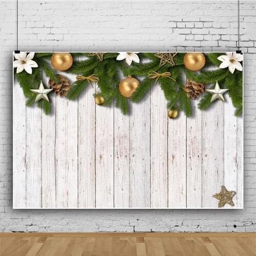 Christmas Ball White Wood Board Floor Backdrop Decor Baby Shower Newborn Xmas Photography Background Photocall Photo Studio Prop