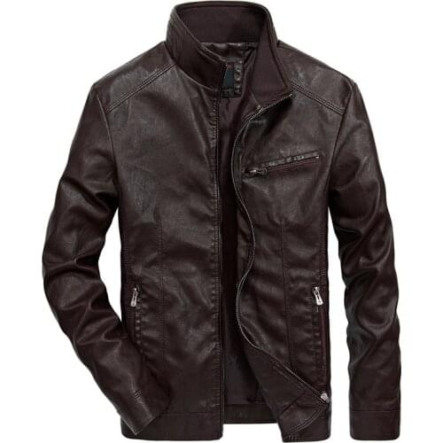 Gradient Color Winter Leather Jacket Mens Fashion Pu Leather Jacket Men Casual Moto Biker Stand Collar Fleece Leather Coats