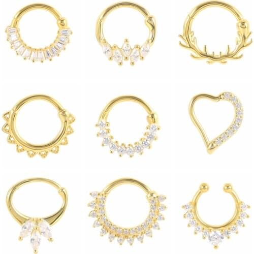 AIDE Round 925 Silver Nose Hoop Nose Ring CZ Crystal Piercing Ear Tragus Cartilage Jewelry 2021 Earrings Body Jewelry Wholesale