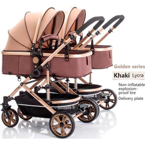 High landscape twins stroller detachable twins car two baby shock absorber carriage collapsible light two newborn baby stroller