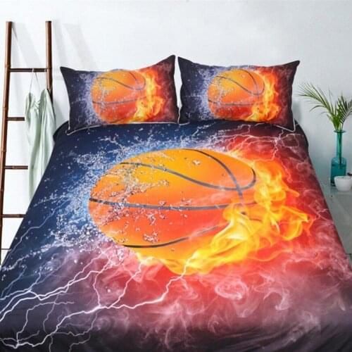 3D Sport Series Soft Duvet Pillow Cover 2/3Pcs Football Basketball Rugby and Flame Water Bedding Sets Bedclothes Boy Gift