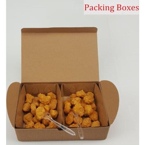 Brown Paper takeaway food boxes, Chicken rice Snack fries fried food takeaway Box