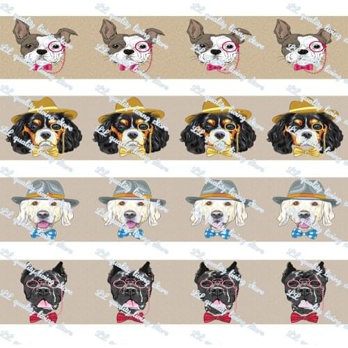 WL Grosgrain Ribbon Wear Glasses Fashion Dog Gift Wrapping Hair Bow Diy Party Decoration Craft Supplies Animal Collar 16-75mm