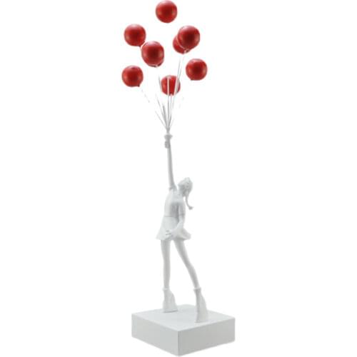 Creative Healing Sculpture Ornaments Nordic Flying Balloons Fly Girl Kawaii Accessories Decoration Balloons Girl Home Decor Gift