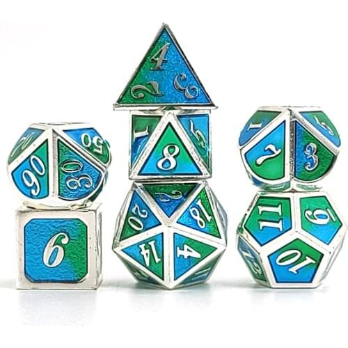 Italic Style Metal Dice Set,7 PCS Metallic Role-playing DND Game D&D Dice with Free Metal Case for D&D Game Role Playing