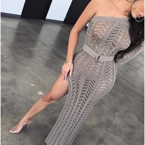 Summer Dress Rushed Acrylic Sexy Club Asymmetrical Vestido De Festa 2018 Hot Explosion Cutout Dress Fashion Sexy Knit Woman