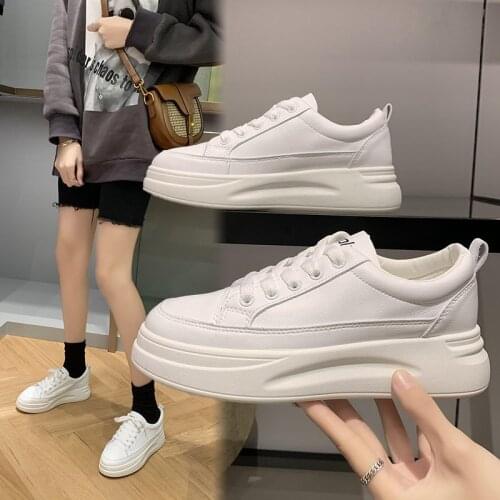 Fashion Women Shoes 2021 Style Plus Size 43 44 Comfy Breathable Pu Girls Little White Shoes Summer Anti-Odor Female Vulcan Shoes