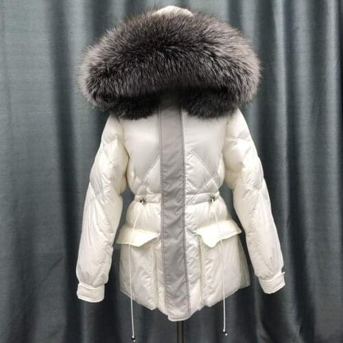 Winter fashion big fox fur collar Warm fluffy duck down coat female personality was thin hooded thicker warm down Parkas F729
