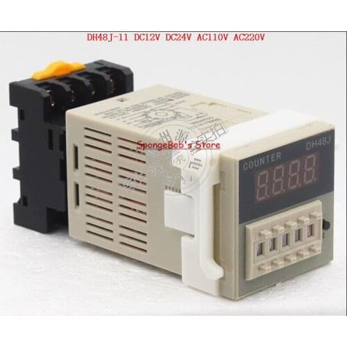 1 Set DH48J-11 DC12V, DC24V, AC110V, AC220V Electronic Preset Display Counters 1-999900 On 11 Pins Base
