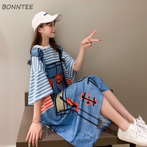 Half Sleeve Nightgowns Women Cartoon Chic Fashion BF Style Lovely Oversized Ladies Sleepwear Soft Trendy O-neck Female Nightwear