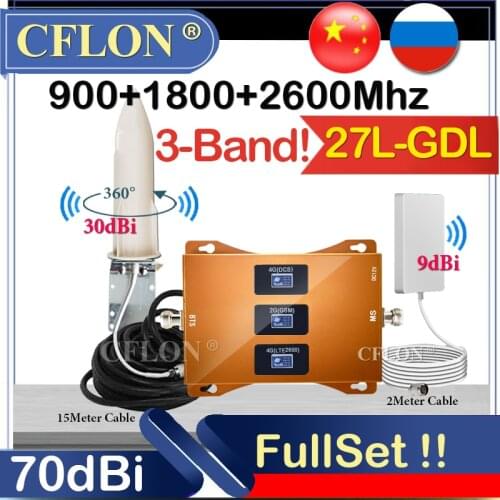 New!! Multi-Band 900 1800 2600Mhz GSM DCS LTE 4G CellPhone Cellular Amplifier GSM Repeater 2G 3G 4G Data Signal Booster Repeater