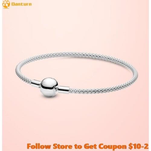 New Genuine S925 Sterling Silver Bracelet Moments Mesh Bracelet Friendship Bangles Women Luxury Jewelry