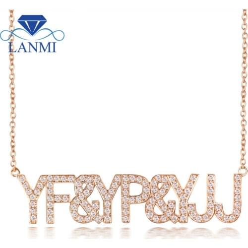 Necklace For Women New Style DIY Letter Diamond Necklace Pendant Solid 18K Rose Gold Special Jewelry Girl Party Gift Jewelry