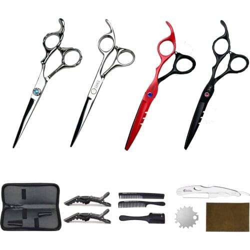 Professional 6 '' Black Bearing Hair Scissors Cutting Barber Tools Haircut Thinning Scissors Hairdressing Scissors Japan 440c St