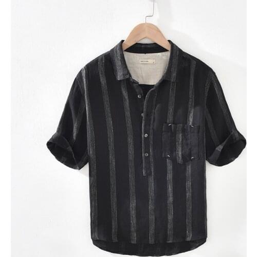 100% Linen new style Suehaiwes brand casual shirts men summer black half sleeve shirt for men chemise camisa tops mens clothes