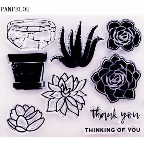 PANFELOU Cactus flower pot Transparent Clear Silicone Stamp/Seal DIY scrapbooking/photo album Decorative clear stamp sheets