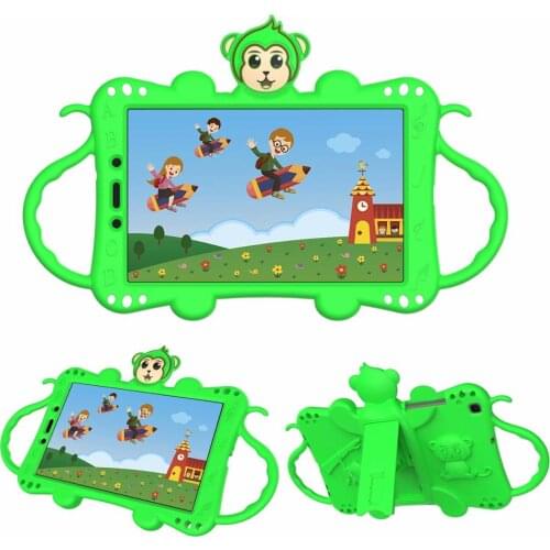 Cartoon Monkey Silicone Kickstand Full-body Shockproof Protective Tablet Case Cover for Samsung Galaxy Tab A 8" SM-T290/T295