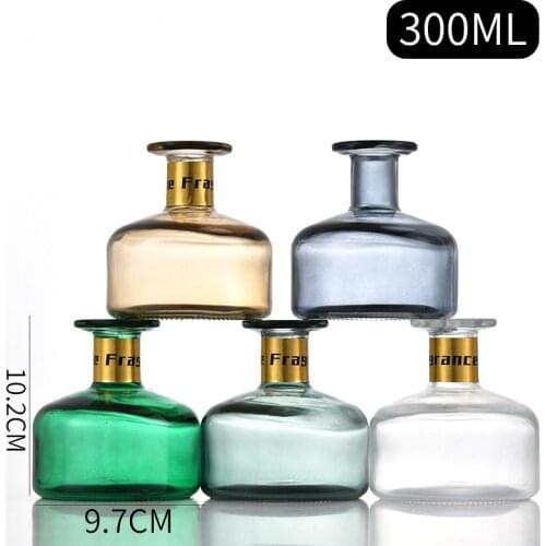 2pcs 300ml Scent Volatilization Glass Container Dried Flowers Hydroponic Vase Aromatherapy Glass Bottle Rattan Diffuser Bottle