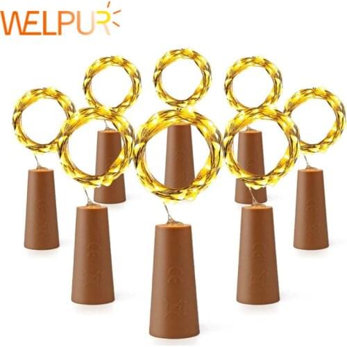 Wine Bottle Lights Cork 6.5ft 20LED Battery Powered Garland DIY Christmas String Lights For Decoracion Party Halloween Wedding