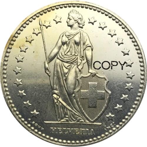 Switzerland 2 Franken 1911 B Brass Plated Silver Copy coins