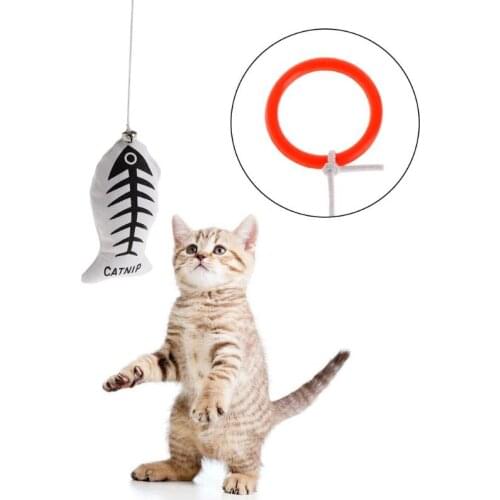 T84E Cat Toys Canvas Fish Catnip Interactive Play Funny Hanging Ring Kitten Stuffed Toy Pet Dog Puppy Products Cute Pillow Chew