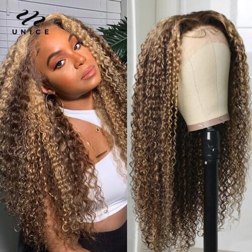 Unice 13*4 Glueless Lace Front Human Hair Wigs 5X5 HD Lace Wig Pre-Plucked With Baby Hair 4x4 Curly Hair Lace Closure Wig