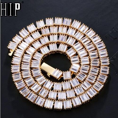 Hip Hop 6MM Cuban Square Baguette CZ Tennis Chain Bling Iced Out Copper AAA+ Cubic Zirconia Necklace For Men Women Jewelry