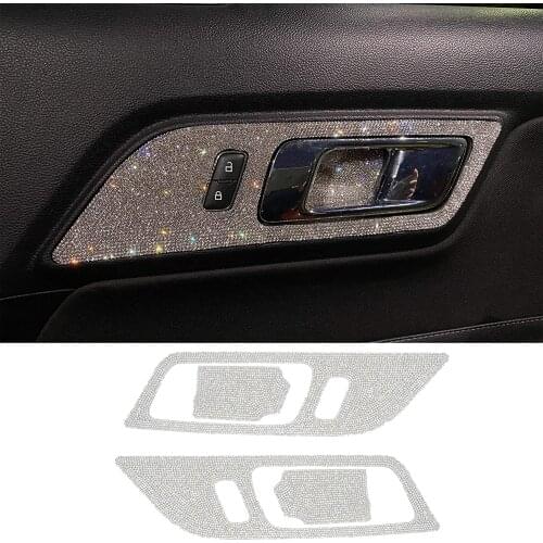 Inner Door Handle Bling Crystal Shiny Diamond Accessory Interior Sticker Compatible for Mustang 2015-2021