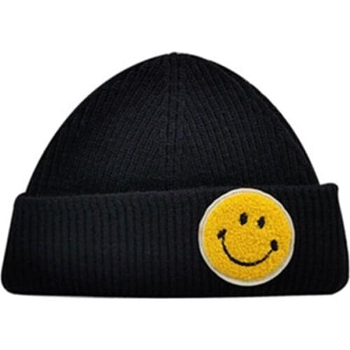 Winter hats womens knitted beanie hats fashion smiley keep warm solid color pullover cap mens docker hat landlord hat