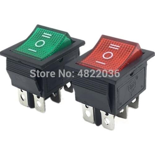 1PC Rocker Switch KCD4 Latching/Self Reset Power Switch With Light 6 Pins 3 Position ON OFF ON 16A 250VAC 20A 125VAC