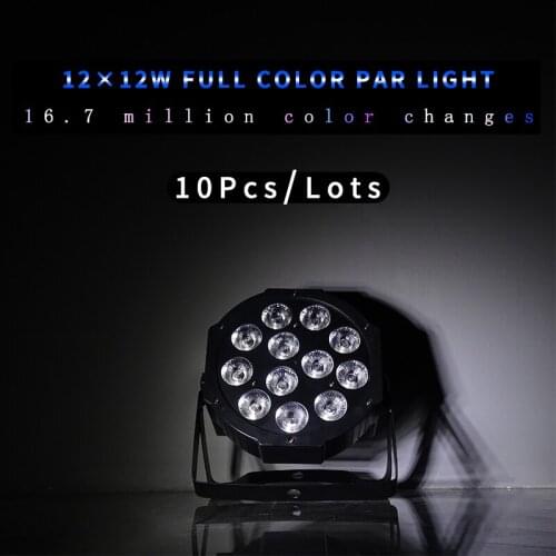 10Pcs/lots 12x12w led Par With Remote 12*12w RGBW 4in1 Flat Par Led With DMX512 Control Disco DJ Bar Light Wedding Stage Light