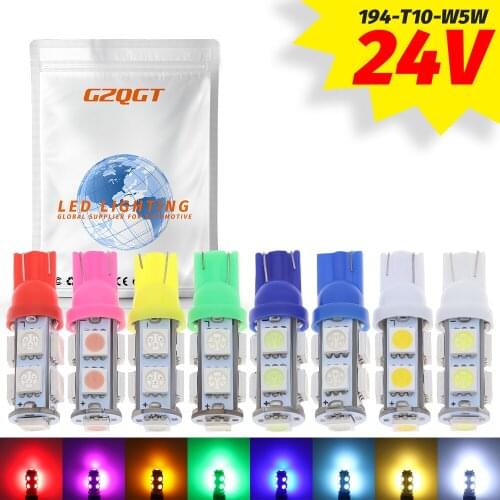 100pcs 24v Auto Car Led W5W T10 9SMD 5050 LED Auto Car mobile Tail Turn Signal Side Marker Light-emitting Diode Lamp Bulb