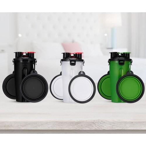 2 in 1 Portable Pet Folding Water Bottle Food Container With Folding Silicone Pet Bowl Outdoor Travel Dog Cat Feeder Cup Bowl