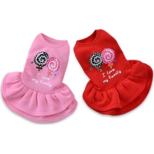 2018 Cute Lollipop Pattern Pet Dog Dress Autumn/Winter Warm For Small Dog Clothes Soft Cotton Fleece Puppy Coat Chihuahua XS-XL