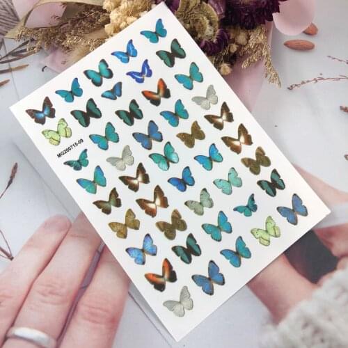 3D Nail Sticker Light Color Butterfly Design DIY Tips Nail Art Ornament Packaging Self-adhesive Transfer Decal Slider