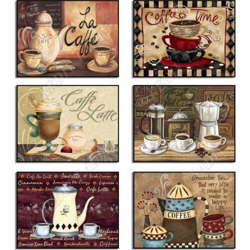 Diamond Mosaic Coffee Cup Diamond Embroidery Beaded Wall Art Diamond Painting Full Square / Round Drill Picture Of Rhinestones