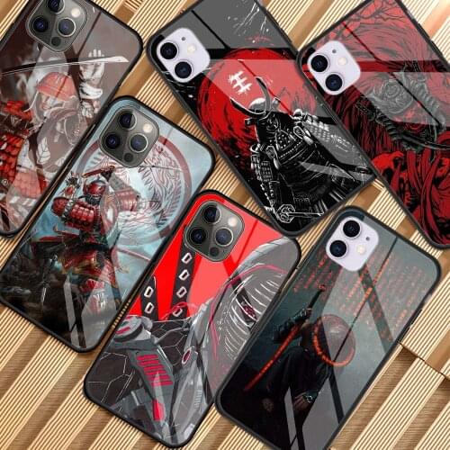 The Samurai Japan Phone Case For iPhone 11 7 8 12 Pro Max Mini X SE 2020 6 6S Plus XR XS Tempered Glass Cover Shell
