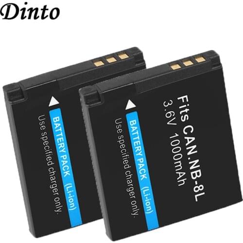 DINTO 2pcs 1000mAh NB-8L NB8L NB 8L Digital Camera Battery Pack for Canon Powershot A3100 A3200 A3300 PM059 A2200 A3000